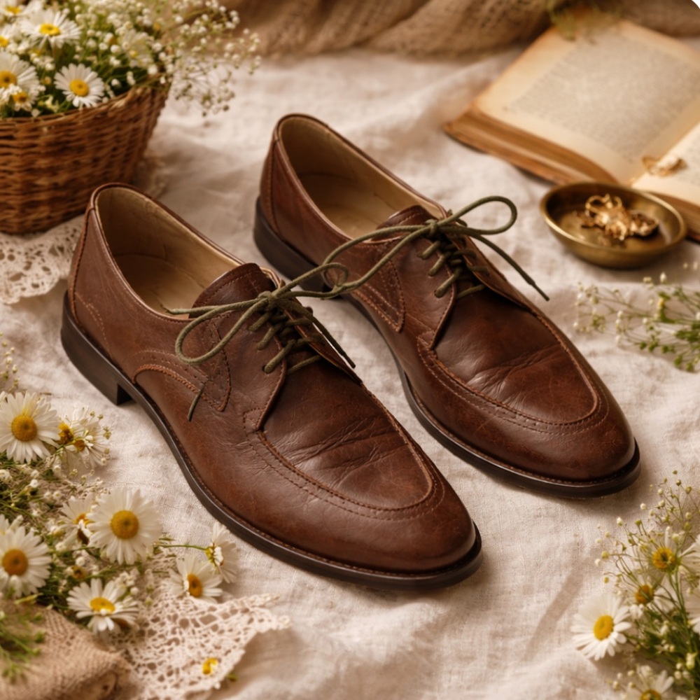 Christy Dawn The Agnes Brown Leather Lace-Up Oxford Shoes Size 7
